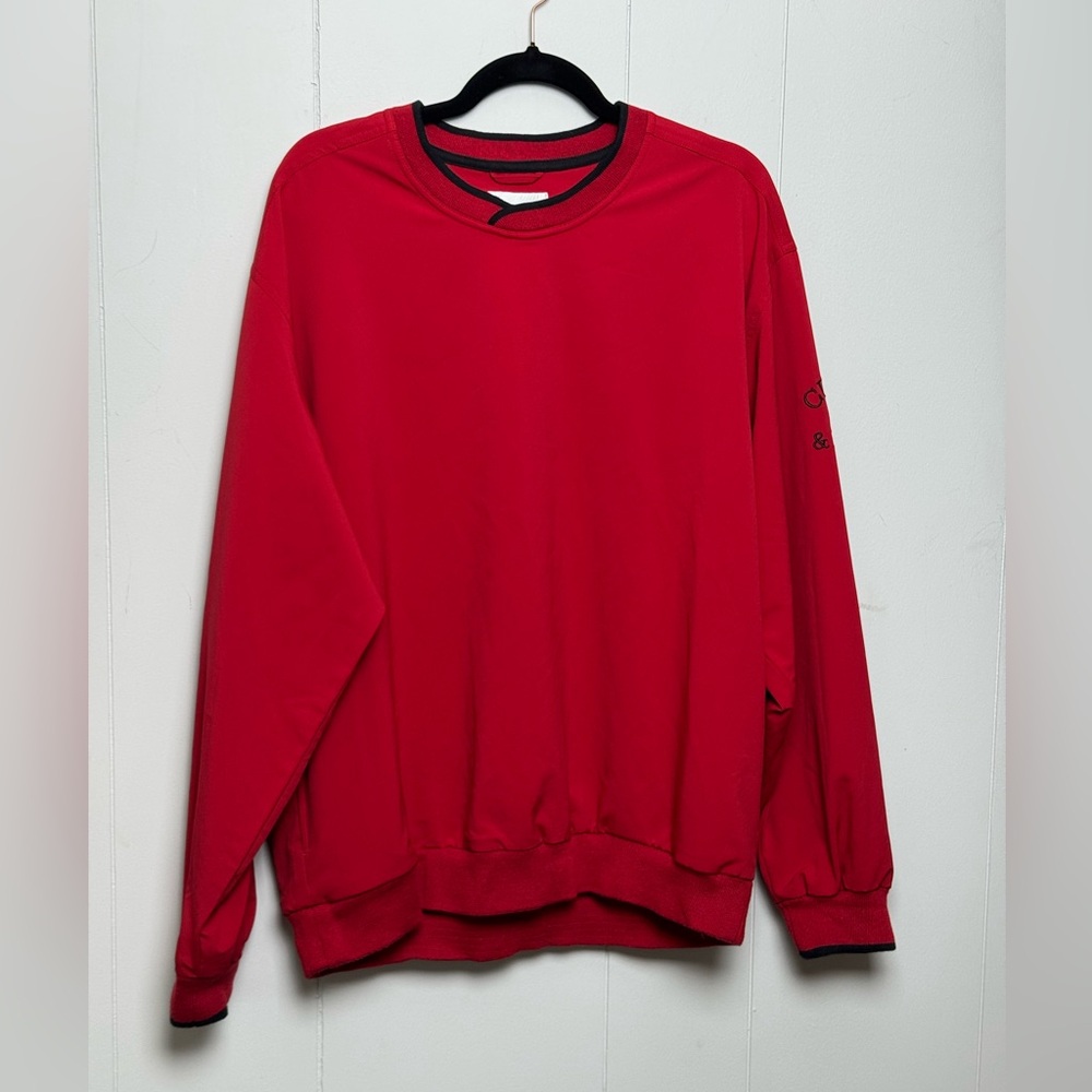 Cutter and Buck Men's Red with Black Trim CB WeatherTec Pull Over Top Size L